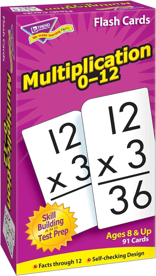 TREND ENTERPRISES: Multiplication 0-12 Skill Drill Flash Cards, Exciting Way for Everyone to Learn, Facts Through 12, Self-Checking, Great for Skill Building and Test Prep, 91 Cards Included, Ages 8+