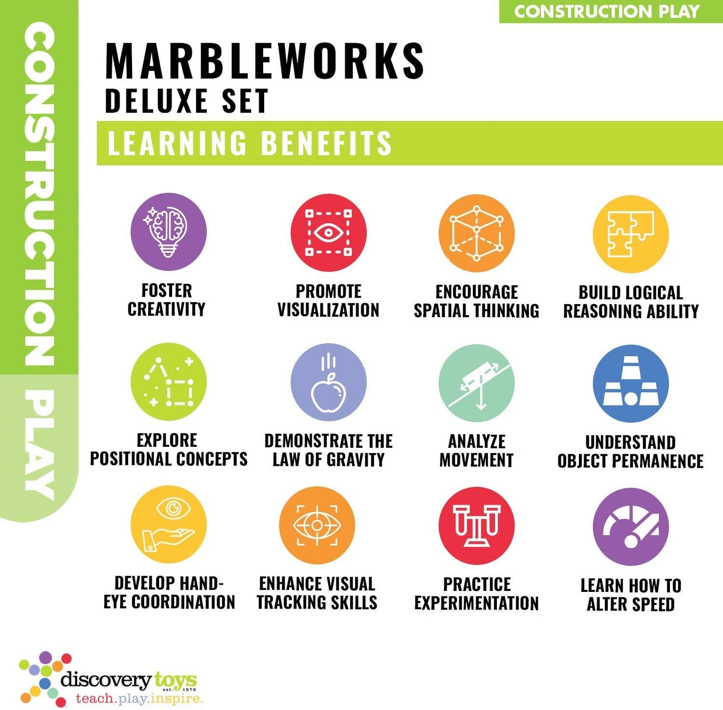 Discovery Toys MARBLEWORKS Marble Run Starter | Kid-Powered Learning | STEM Educational Building Block Toy Learning & Childhood Development 5 Years Old and Up