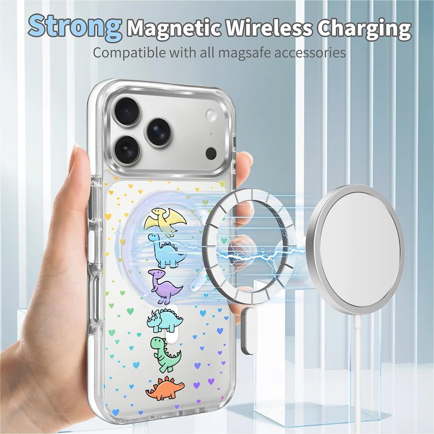 for iPhone 17 Pro Max Case [Compatible with Magsafe],Girls Women Clear Magnetic Case Silicone Shockproof Protective Cover with Pattern Colorful Motivational Letters