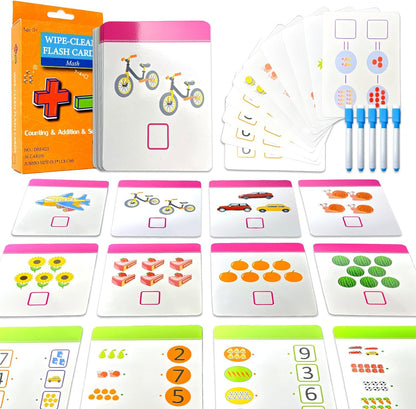 Number Flash Cards for Toddlers with 5 Dry Erase Pens, Numbers 0-25/30-100 Preschool Fun Learning Card, 36PCS Double Sides Counting Flashcards,Early Education Flashcards for Kids Ages 3+