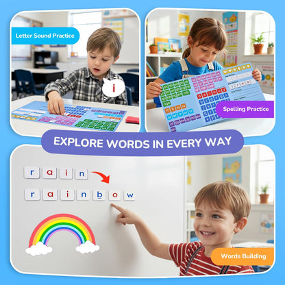 JoyCat 265 Phonics Magnetic Letter Tiles- Hooked on Phonics, ABC Reading Games Set with Word-Building Folder & Storage Case, Letter Sound Alphabet Letters, Preschool Pre k Classroom Materials
