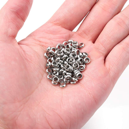BEADIA Stainless Steel Spacer Beads 3x2.5mm Round Loose Charm Caps Beads for DIY Jewelry Making 100pcs with 1mm Hole
