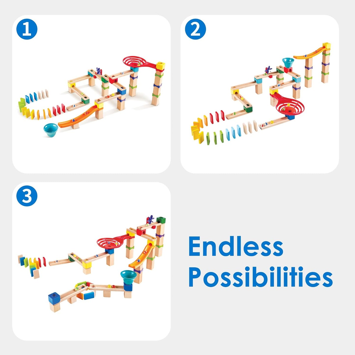 Hape Marble Run Race Track | Wooden DIY Marble Run Set with Dominoes, STEAM Educational Learning Toy, 81 Pieces, for Kids 3 Years+