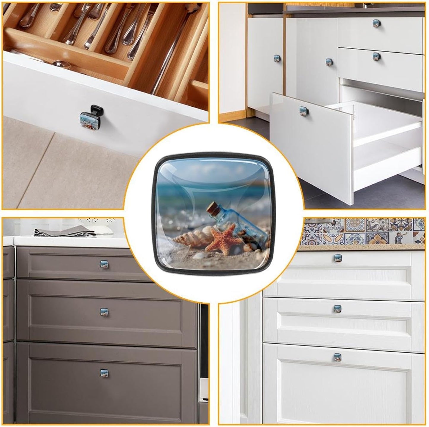 4 Pack Cabinet Knobs Drawer Pulls, 30mm Round ABS Glass Drawer Hardware Growing Butterfly Cabinet Handles with Screws for Dressers Kitchens Cupboard