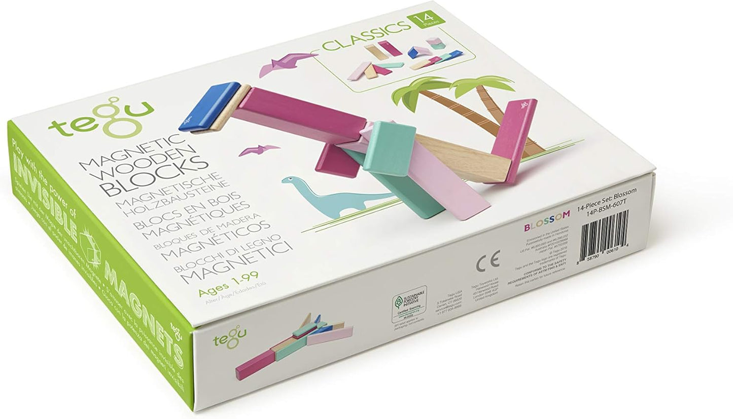 14 Piece Tegu Magnetic Wooden Block Set, Blues