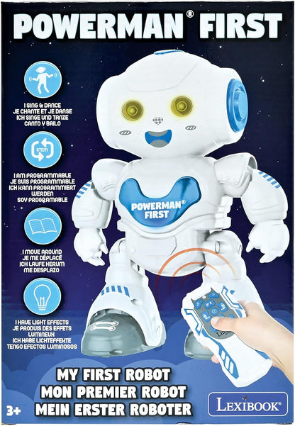 LEXiBOOK, Powerman Neo, My Robot Full of Technology, Remote Control and Gesture Control, Educational Activities in English, Programmable, Music and Dance, Sound and Light Effects, Blue/White, ROB18EN