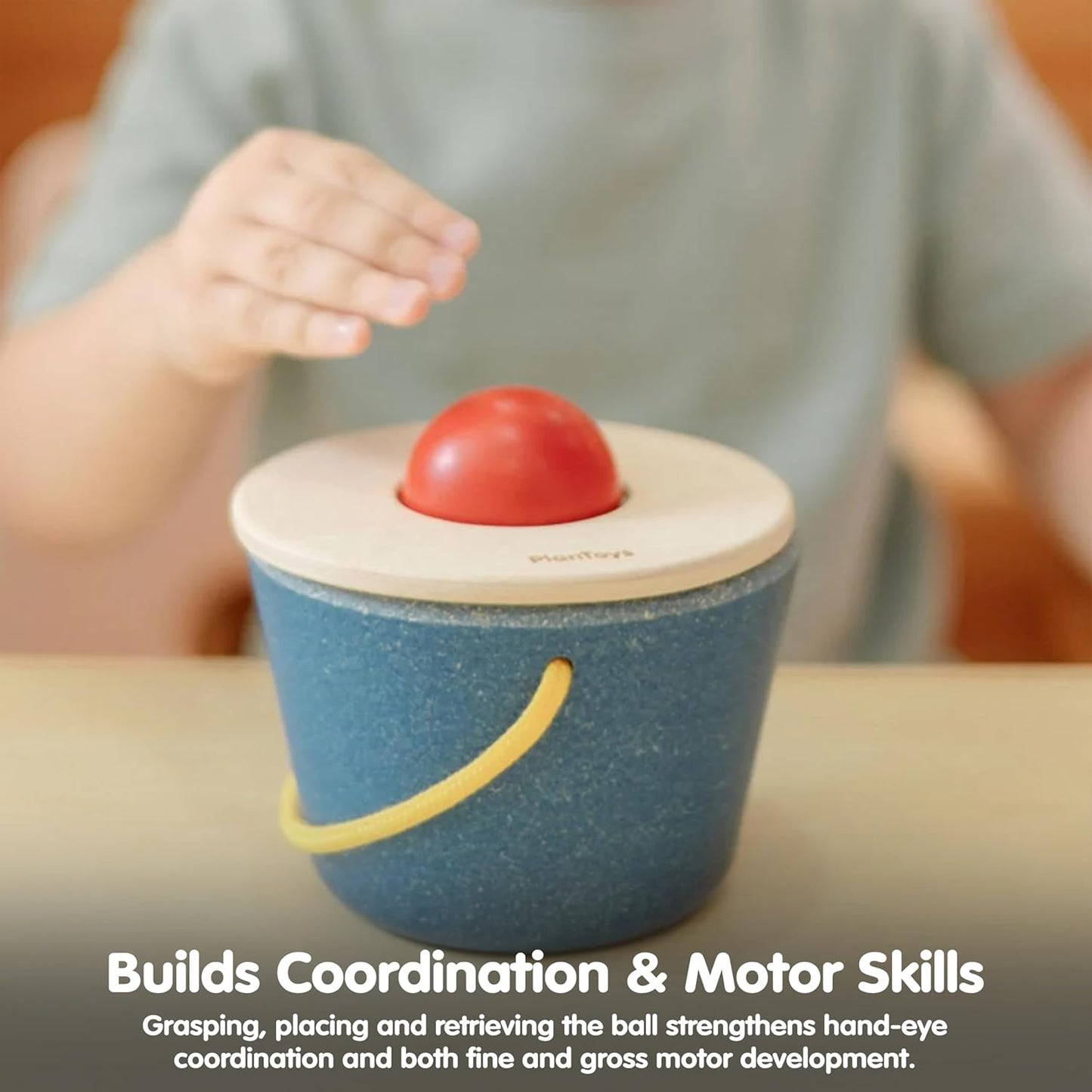 PlanToys® Geo Sorting Bucket | Wooden Shape Matching Toy for Toddlers 12M+ | Montessori Educational Sorting Toy with 3D Blocks | Develops Shape Recognition, Problem-Solving & Fine Motor Skills