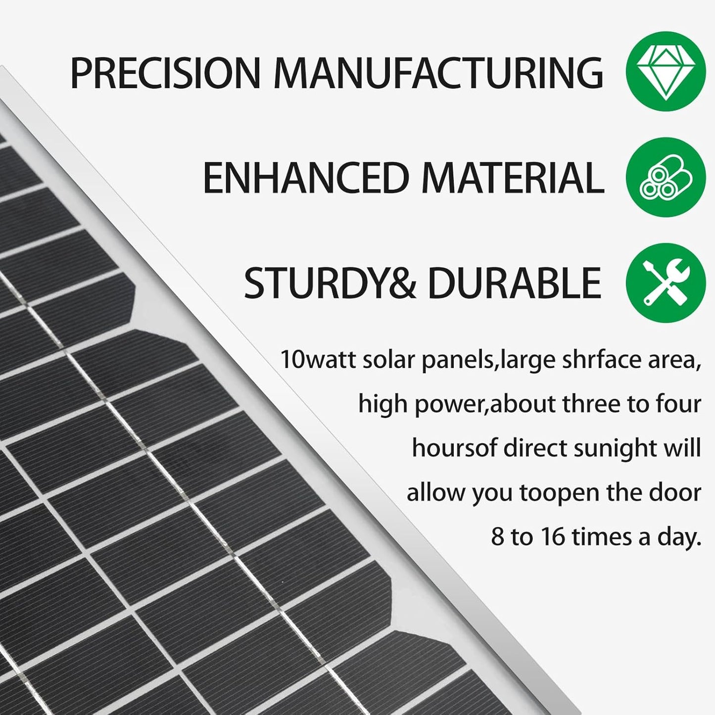 FM123 10 Watt Solar Panel Kit Fit for Mighty Mule Automatic Gate Openers, 12V Portable Solar Panel Battery Charger Replacement for FM200 FM350 FM500 FM502 FM700 MM260 MM271 MM360 MM560 MM571W