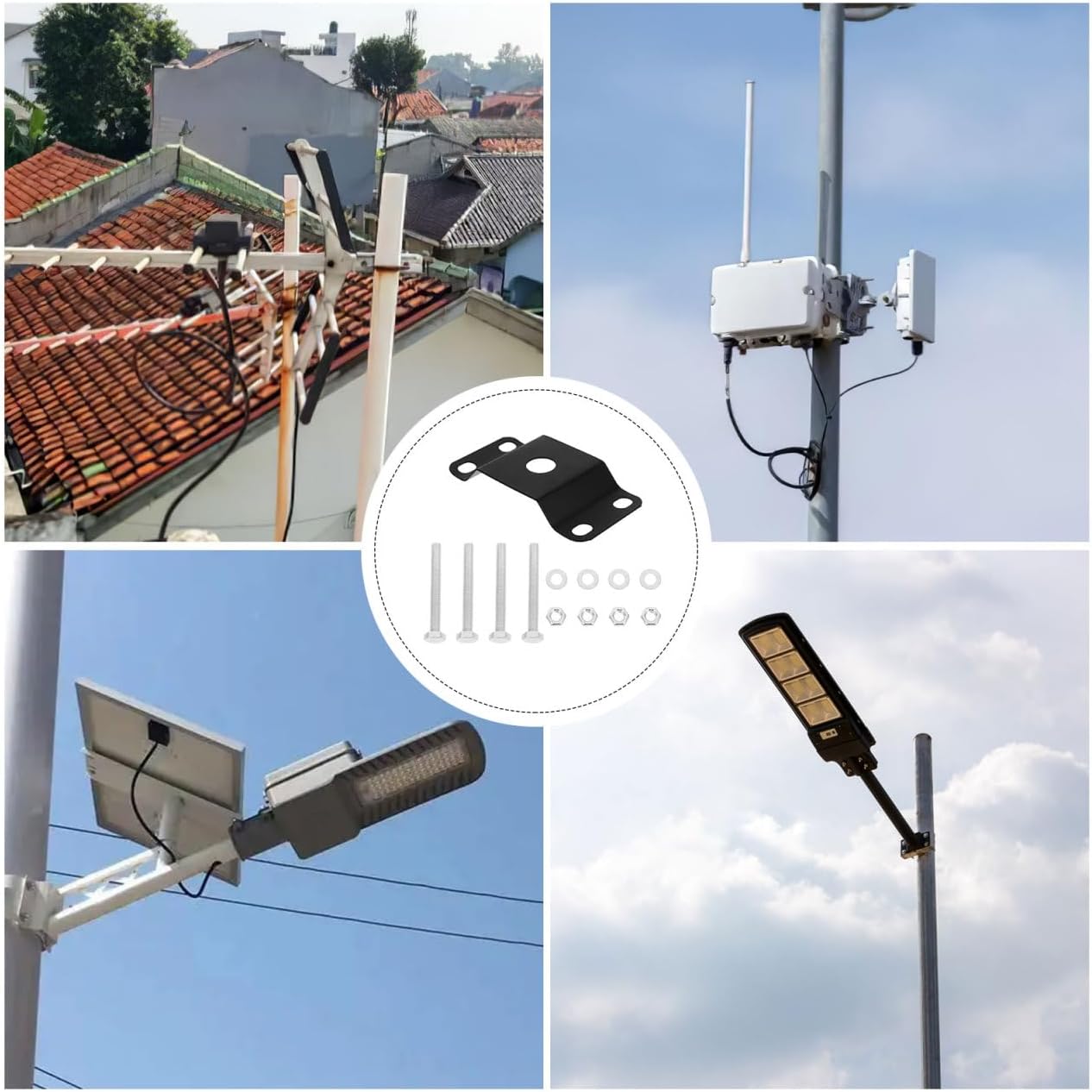 Toyvian Solar Light Mounting Bracket for Outdoor Use Adjustable Pole Mounting Kit Compatible Street Light Fixtures Solar Panel Pole Accessories