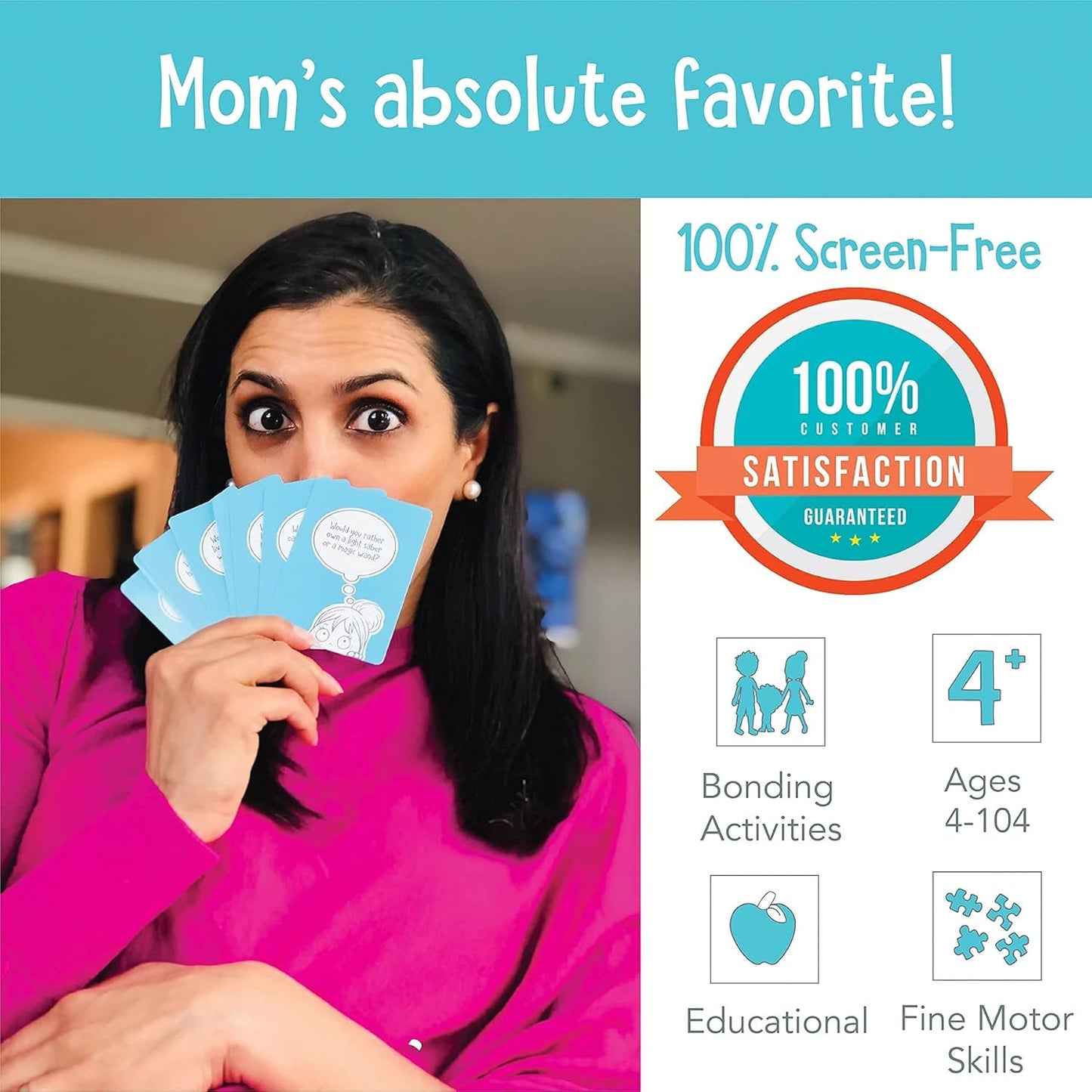 Open The Joy Would You Rather Card Game for Kids, 54+ Conversation Starters Cards of Silly Dilemmas Questions, Travel Card Game for Children Age 4–6+