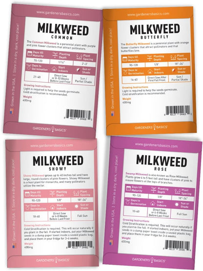 Butterfly Milkweed Seeds Starter Kit – Grow 4 Beautiful Milkweed Varieties – Non-GMO Heirloom Seeds, Complete Indoor & Outdoor Butterfly Grow Kit, Perfect for Monarch Butterflies & Pollinators