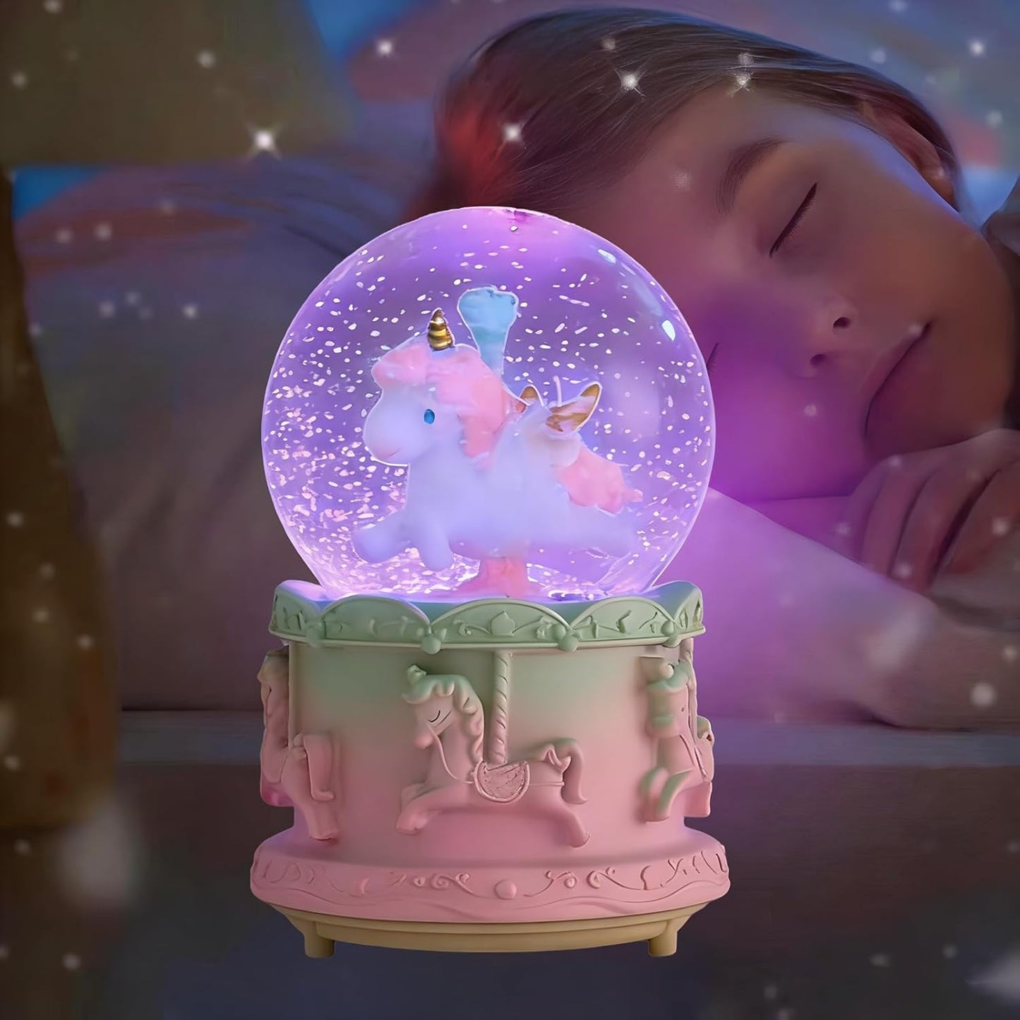 Unicorn Snow Globes for Girl,6.5IN Pink Music Snowglobes with LED Lights and Automatic Snowfall,Home Decor Glass Ball for Kids Bedroom Birthday for 5-18 Year Old Girl(6.5x4.1IN