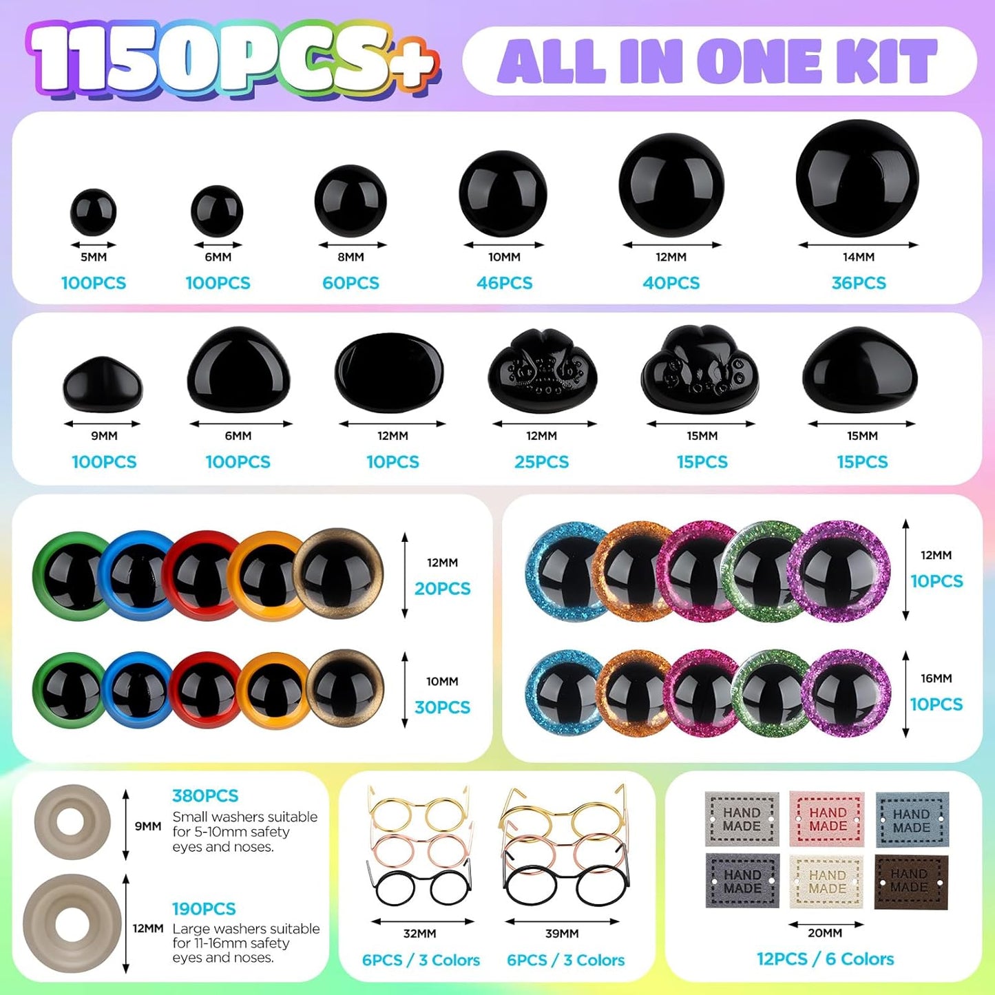 Funtopia 700+ Pcs Pop Beads Arts and Crafts for Kids 4-6 and 1150pcs Safety Eyes for Crocheting