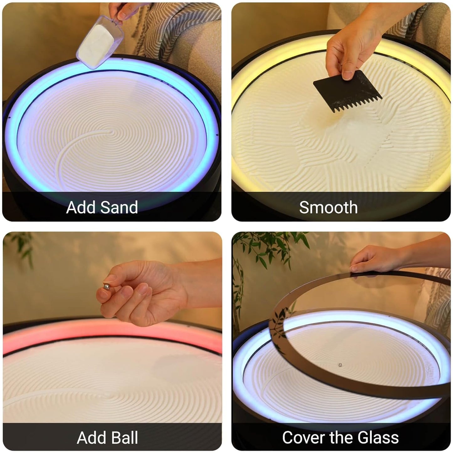 Lemofuta 20" Automatic Drift Sandscape – Zen Sand Art Display with App Control, DIY Custom Pattern Creation & LED Ambient Lighting – Perpetual Motion Decor for Relaxation, Focus & Meditation