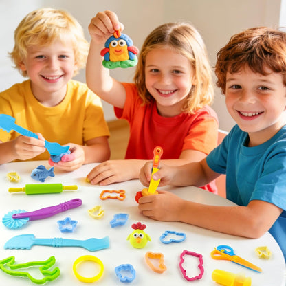 Dough Tools for Kids,9-Piece Kids Clay and Dough Tool Kit– Includes Roller, Rolling Pins, Cutting Tools, Safe Scissors & Plastic Knife for Fun DIY Craft Activities