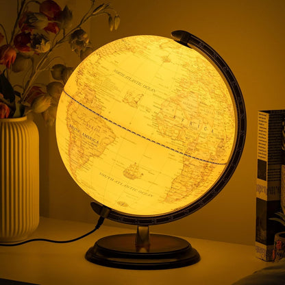 BSHAPPLUS 13 inch Large Globe for Classroom & Home Learning, Political Globe with 195+ Countries, Dry Erase & Waterproof Surface, Solid Stainless Steel Base (No Assembly Required)