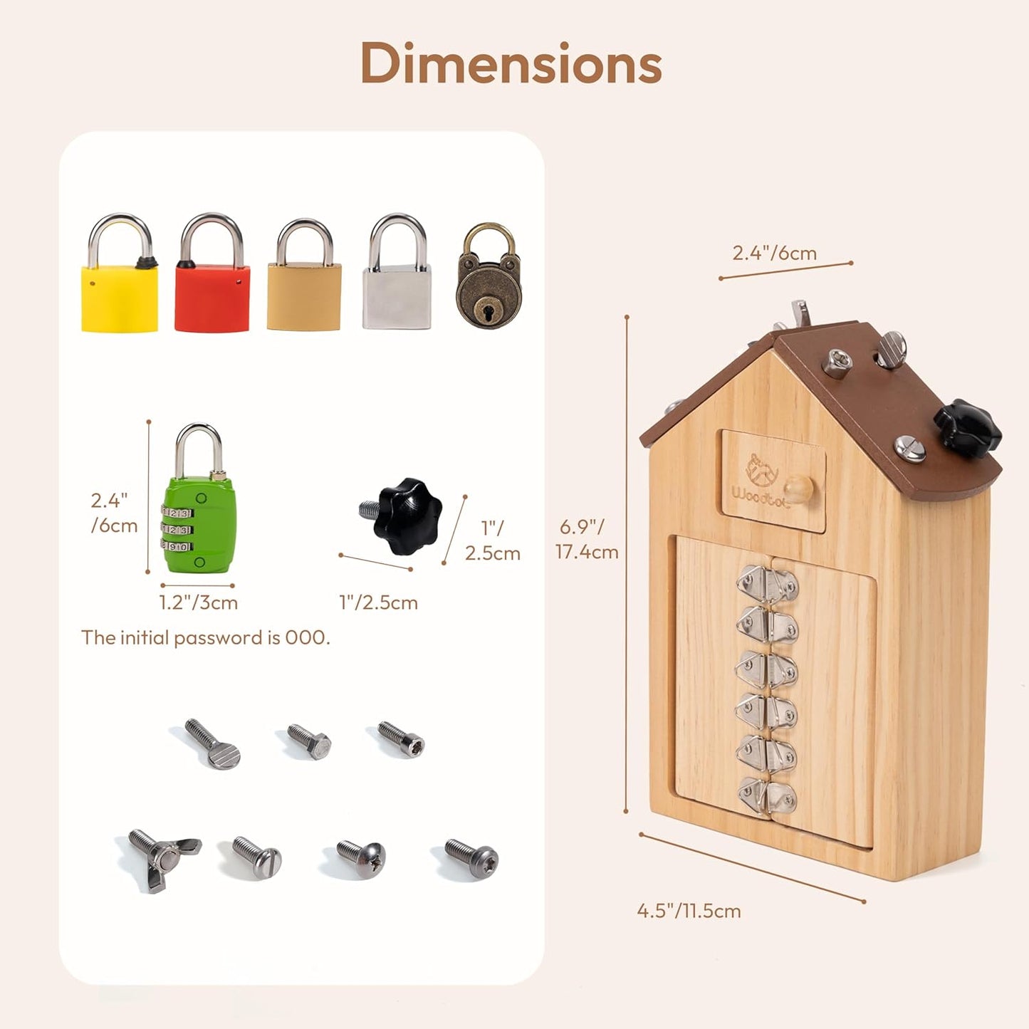 Woodtoe 8 PCS Montessori Lock and Key Toy, Montessori Toys for Toddlers 3 4 5 Year Old, Kids Tool Set, Montessori Materials Preschool Learning Toy, Fine Motor Skill, Educational Toys for Boy Girl 3-6
