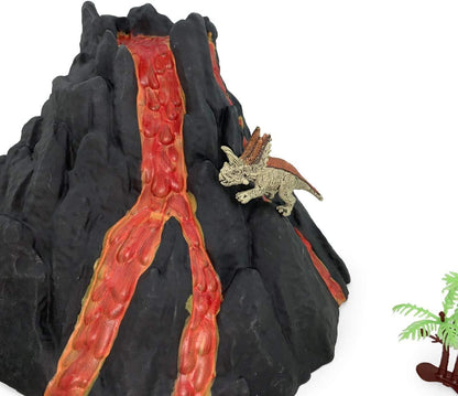Enjoyin Volcano Dinosaur Playset Including 4 Dinosaurs and 2 Trees Volcano Dinosaur Toys for Kids