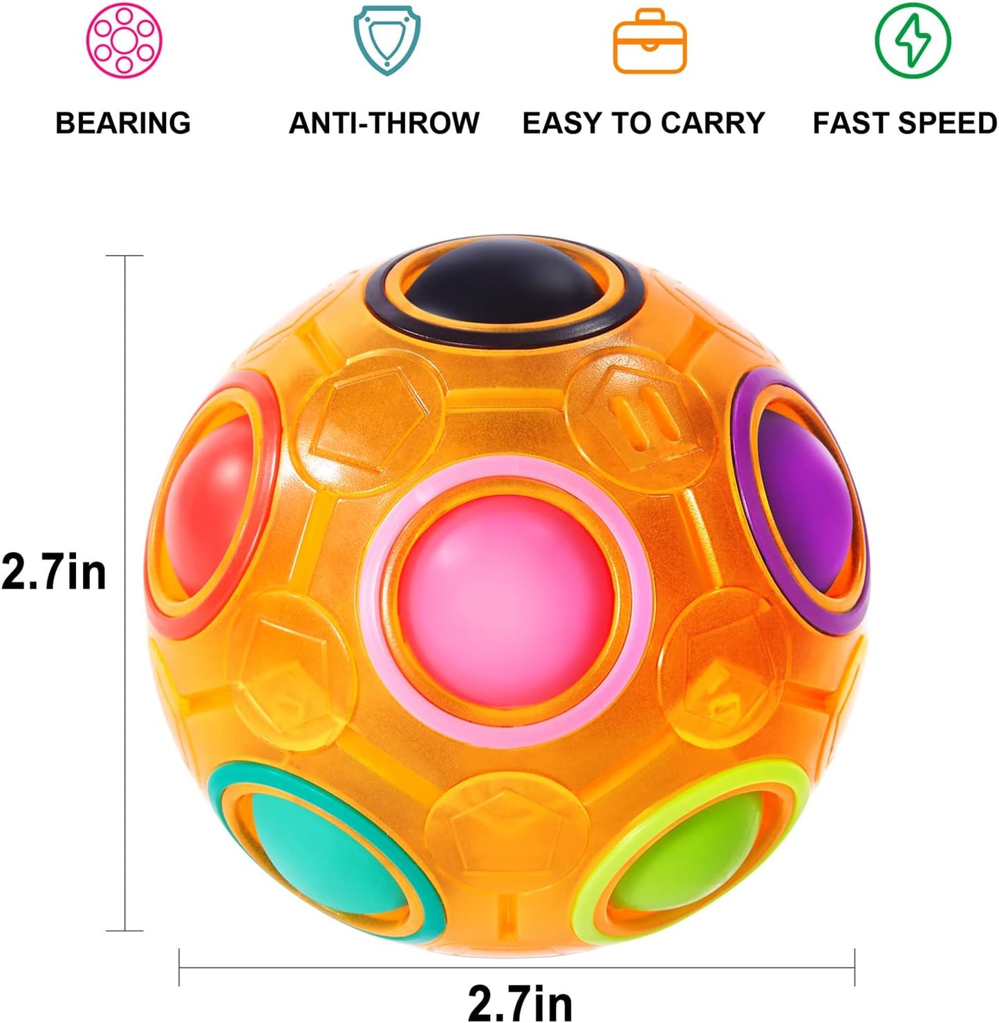 Vdealen Magic Rainbow Puzzle Ball, Fidget Ball Puzzle Brain Teaser Fidget Toy for Boys & Girls- Birthday Party Easter Valentines Christmas Stocking Stuffers for Kids Teen & Adults(Off White)