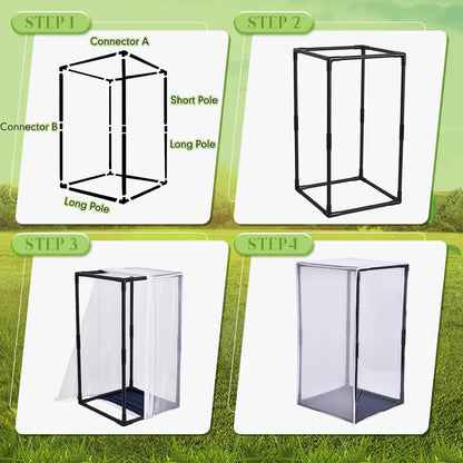 2 Pcs Monarch Butterfly Habitat Cage 30 Inch Tall Butterfly Enclosure Butterfly Hatching Kit Breathable Butterfly Mesh Cage with Sturdy PVC Frame Large Opening Door with Zipper for Hatching Butterfly