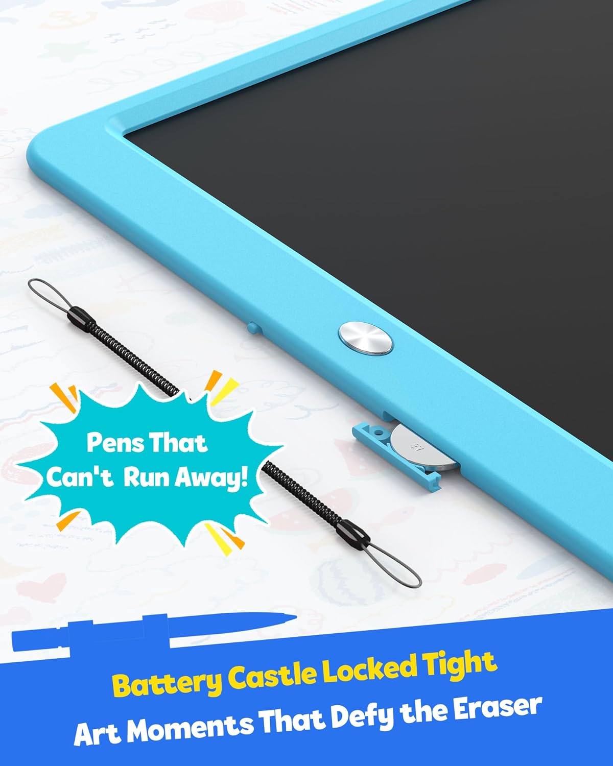 TEKFUN LCD Writing Tablet for Kids, 10-inch Coloring Drawing Pad, Mess Free Doodle Board, Airplane Travel Toys for Boys and Toddlers, Road Trip Essentials, Gifts for 3 4 5 6 7 8 Year Old Girls(Blue)