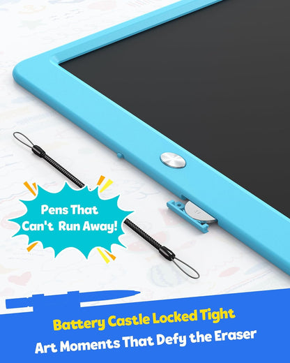 TEKFUN LCD Writing Tablet for Kids, 10-inch Coloring Drawing Pad, Mess Free Doodle Board, Airplane Travel Toys for Boys and Toddlers, Road Trip Essentials, Gifts for 3 4 5 6 7 8 Year Old Girls(Blue)