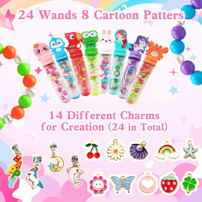 24 Pack Jewelry Making Party Favors, Charm Bracelet Necklace Kit, Girls Goodie Bag Stuffers, Kids Art Craft Activities, Birthday Gift, Ages 4-8 Years Old
