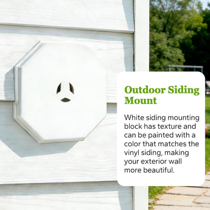 Vinyl Siding Mounting Block, Outdoor Light Siding Mount Kit, White Octagon Mounting Block for 1/2 inch Width Lap and 4 inch to 10 inch Height Sidings