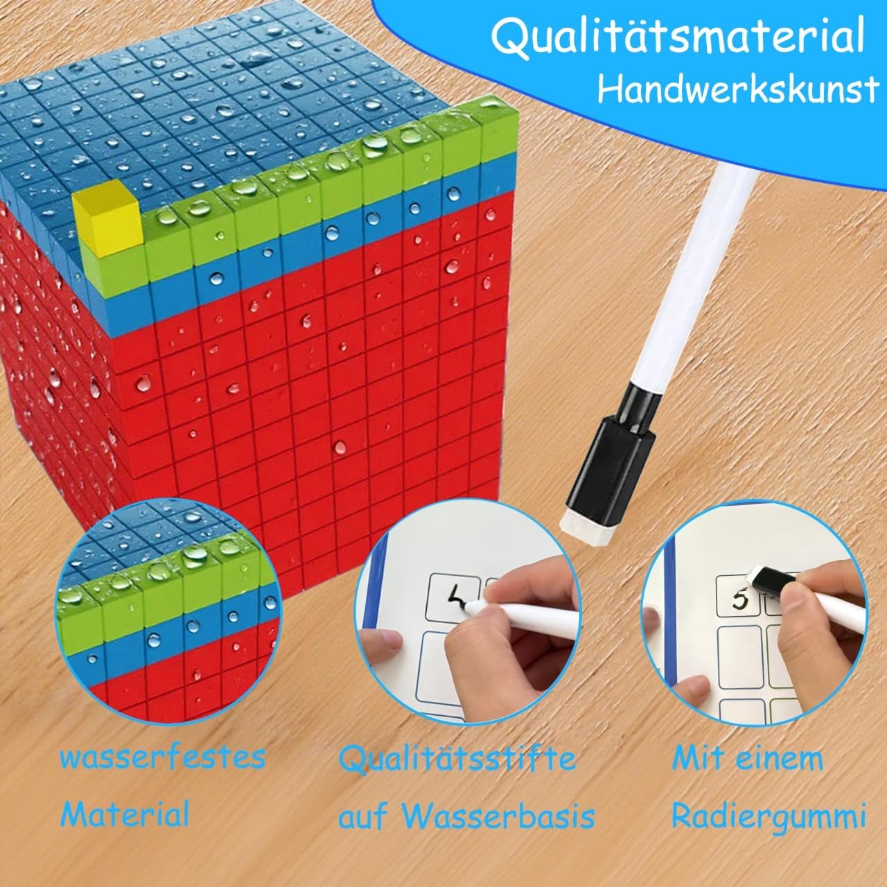 Plastic Base Ten Blocks with Place Value Chart, Math Manipulatives for Kids, Math Cubes for Kindergarten 1st-3rd Grade, Counting Cubes for Math Learning Tools, 137 Pcs