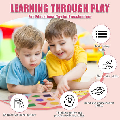 Toddler Busy Board-Montessori Toys for Boy Girl Birthday Gift, Sensory Learning Toys for Toddlers Busy Book, Airplane Car Travel Activities Toy,Learn Fine Motor Skills