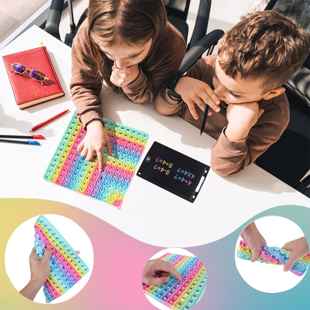 Multiplication Game Table Digital Multiplication Board Game, Addition and Multiplication in One, Rainbow Dimple Fingertip Toy, Create Stress-Relieving Math Manipulation (1 Piece)