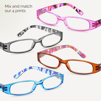 Gaoye 4-Pack Readers for Women, Blue Light Blocking Reading Glasses, Stylish Reading Glasses for Women in 4 Patterns
