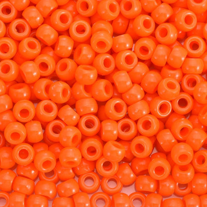1100Pcs Red Pony Beads 6x9mm Large Hole Plastic Hair Beads for Braids, Kandi Bracelets, Keychains, Jewelry Making