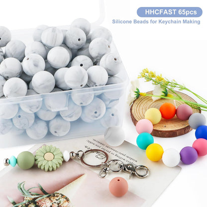 65Pcs 19mm Silicone Beads for Keychain Making Bracelet Necklace, Bulk Round Silicone Beads for Pens（Christmas Green） - Colors B