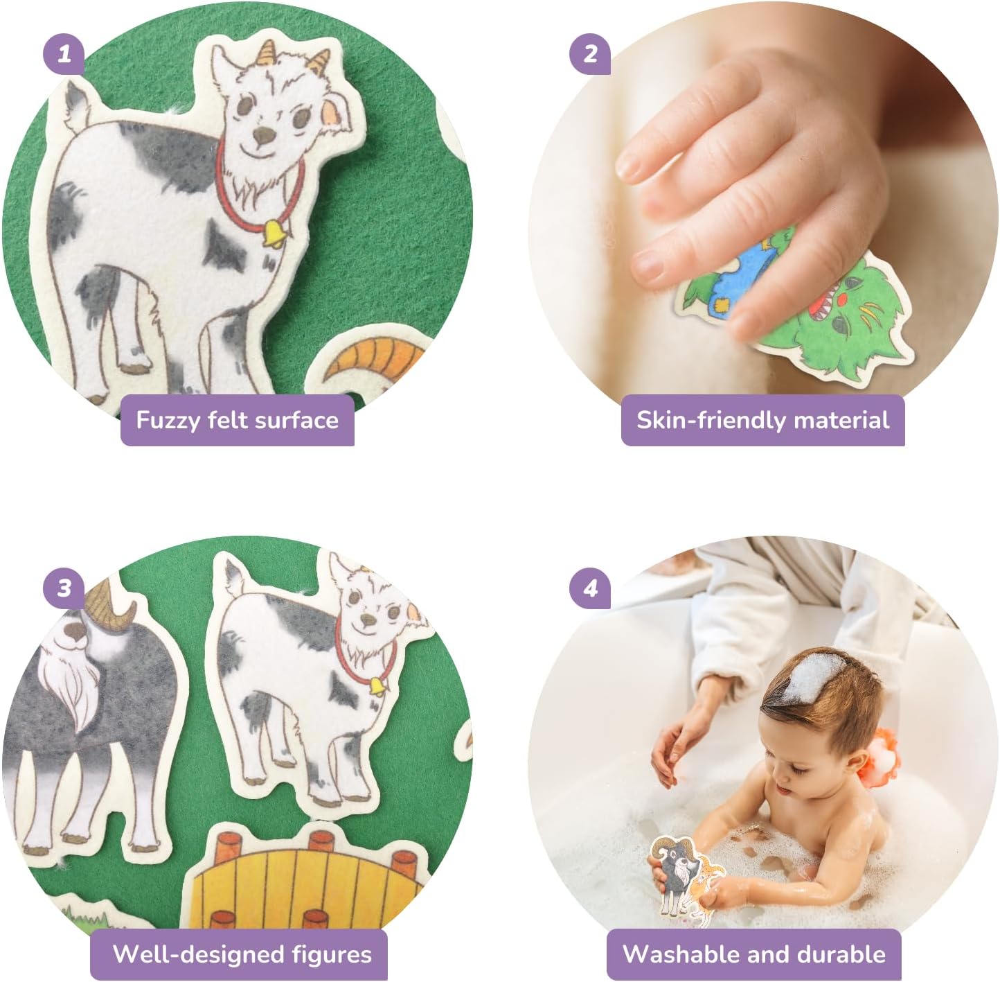CHEFAN Felt/Flannel Board Story Set of 4, PRECUT Felt Pieces for Preschool Toddlers Circle Time,We are Going On A Bear Hunt, Mary Had A Little Lamb, Little Bo-Peep, Little Boy Blue