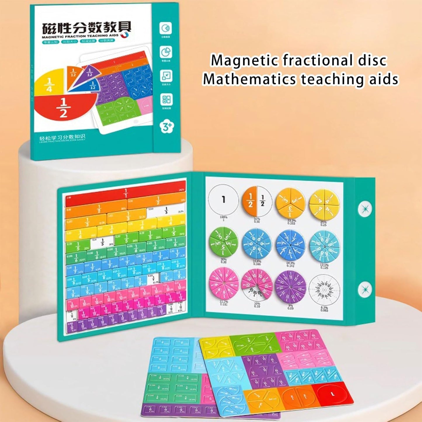 Fraction Tiles Circles and Strips Fraction Demonstrator Set Math Educational Tool for Teachers Educational Math Manipulatives