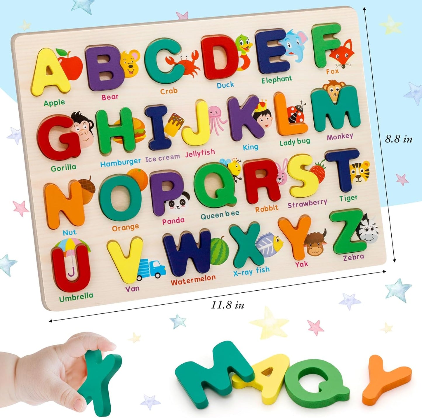 Shape Puzzles Wooden Puzzles for Toddlers, Peg Puzzle Educational Shape Sorter Toys Wooden Shape Board Puzzles, Preschool Learning Educational Toy for Baby Girls Boys