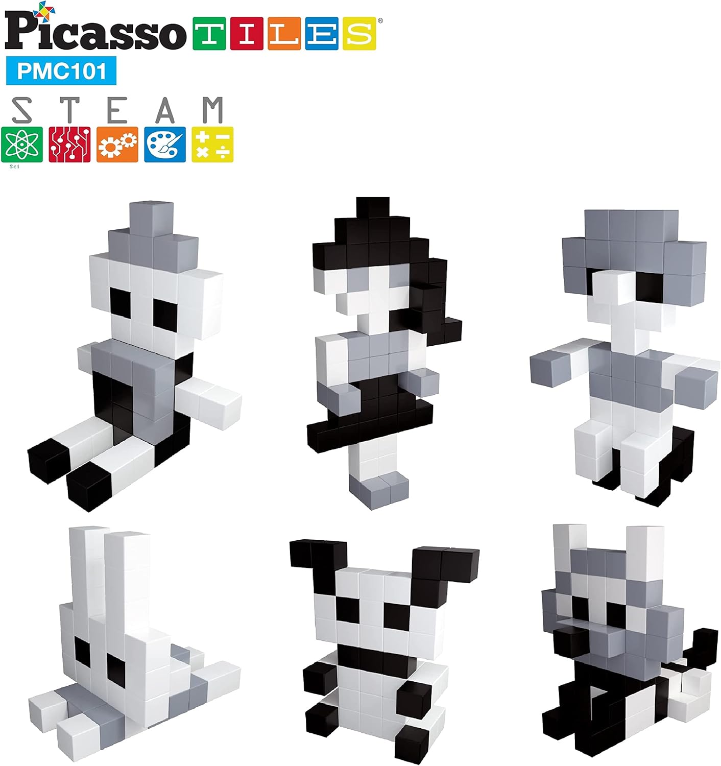 PicassoTiles 60pc Magnetic Puzzle Cube Building Set 1 Inch 3D Blocks STEM Construction Toy for Toddlers Kids Boys Girls Age 3+ Montessori Learning Travel Sensory Gift with Educational Idea Book PMC60