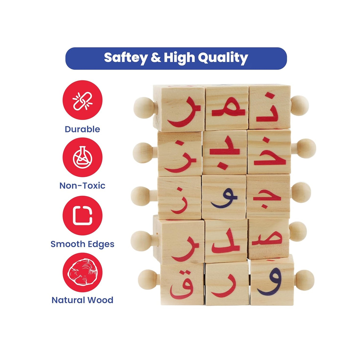 Rotating Letter Cubes Word Builder with 50x Illustrated Cards - Learn to Read Arabic, Form Words, Build Arabic Vocabulary