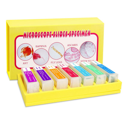 Prepared Microscope Slides for Kids, 48pcs Plastic Animals Insects Plants Flowers Sample Specimens for Students Children Homeschooling Biology Science Programs