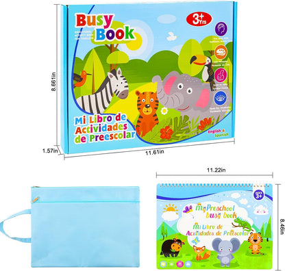 Spanish & English Bilingual Montessori Books for Toddlers 3-4-5, Pre-Assembled Reusable Sticker Activities Toy for Kids to Learn Spanish - Speech Therapy Easter Gifts for Kid - Juguetes Para Niñas