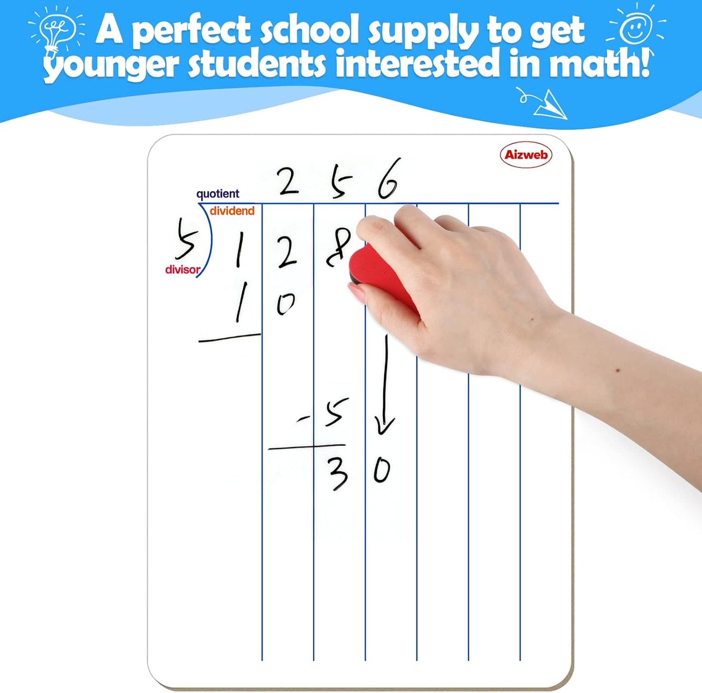 Aizweb 12 Pack Dry Erase Board Card,9" x 12" Small Whiteboard Number Line 120 Numbers Chart Ten Frame,Math Manipulatives Addition Subtraction Game for Student Classroom Must Haves Teacher Supplies