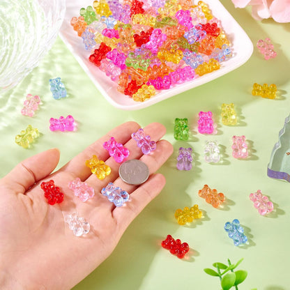 Kissitty 100Pcs Clear Acrylic Bear Beads Cute Bears Loose Beads Bulk Transparent Gummy Bear Spacer Bead Counting Bears for Bracelet Adults Necklace Earring Crafts Bag Key Chain DIY Jewelry Making