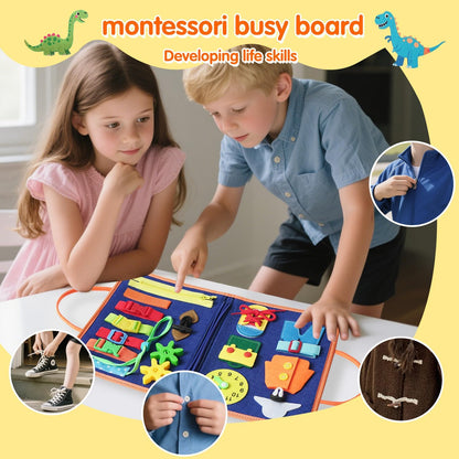 Montessori Toddler Busy Board Toys, Girls Unicorn Learning Sensory Toy, Toddler Travel Toy, Children's Educational Activity Busy Book, Birthday Gift (Pink)