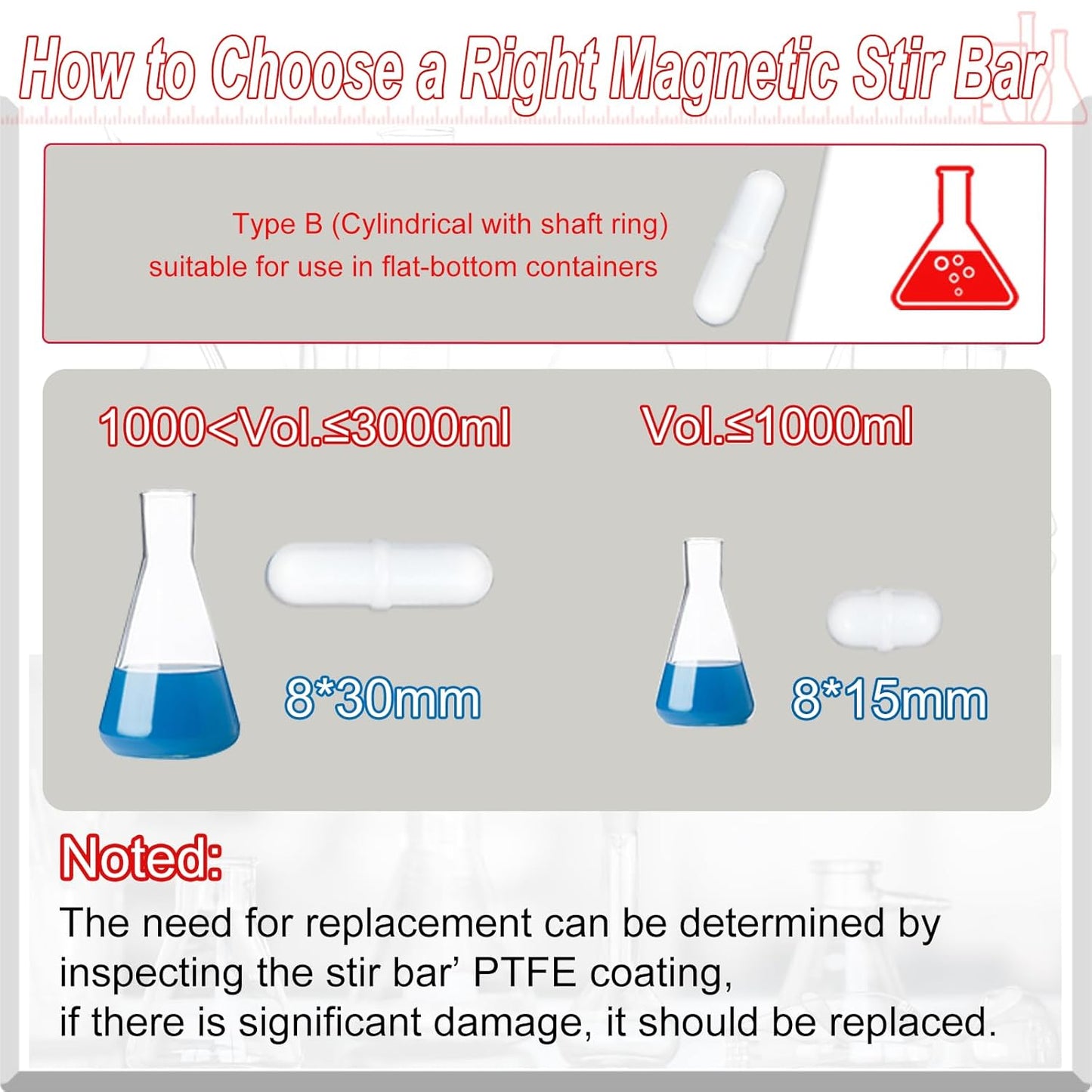 Magnetic Stir Bars with Magnetic Retriever Set, Lab Mixed Size PTFE Magnetic Stirrer Mixer Stir Bars PTFE Stiring Rod, 8x35mm, 8x30mm, 8x28mm, 7x30mm Magnetism for Laboratory Home DIY Project