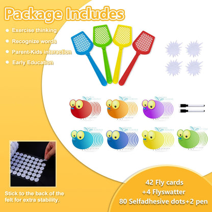 Sight Word Game Dry Erase Cards Fly Swatters Multi Pack Montessori Toy Flashcards Math Games Educational Games Reading Phonic Toy
