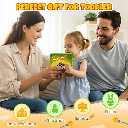 Busy Board with Led Light, Montessori Toys for 1-3 Years Old Boys Girls Wooden Toddler Toys Birthday Gift Educational Toys for 1+ Year Old, Toddler Travel Toy Sensory Toys for Kids with Autism