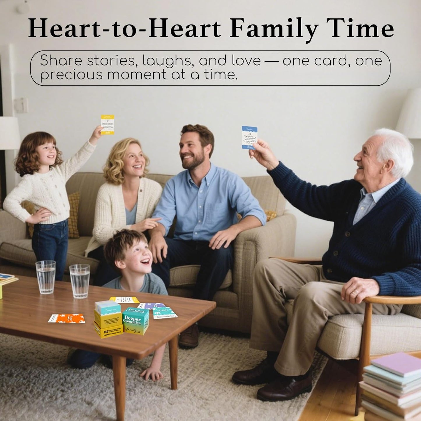 160 Conversation Cards, Family Edition, Meaningful Talk for Family Dinners, Perfect for Families, Adults, Teens, Kids, Game Nights, Gatherings, Prompts for Meaningful Connections