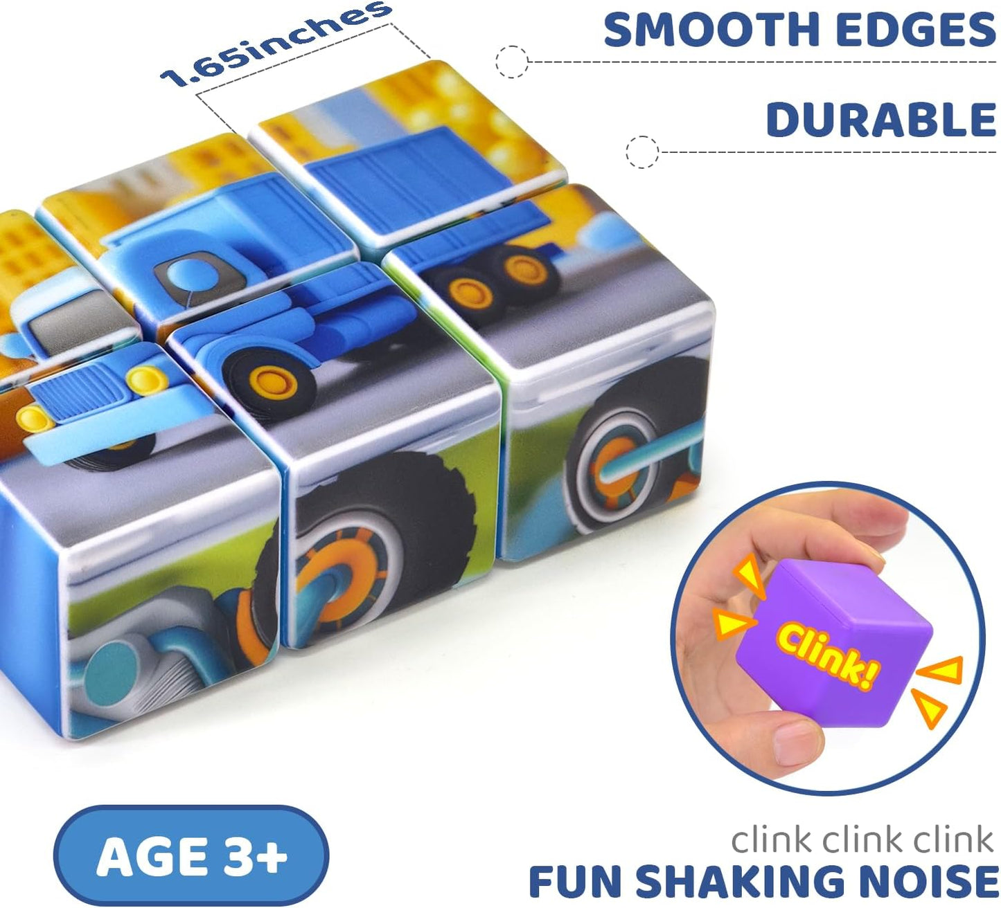 Pairez Toys 3D Magnetic Cubic Jigsaw Puzzle Toys for Toddlers, Large Building Blocks Cubes 1.65 Inches, Sensory & Montessori Toys for Kids 3-5