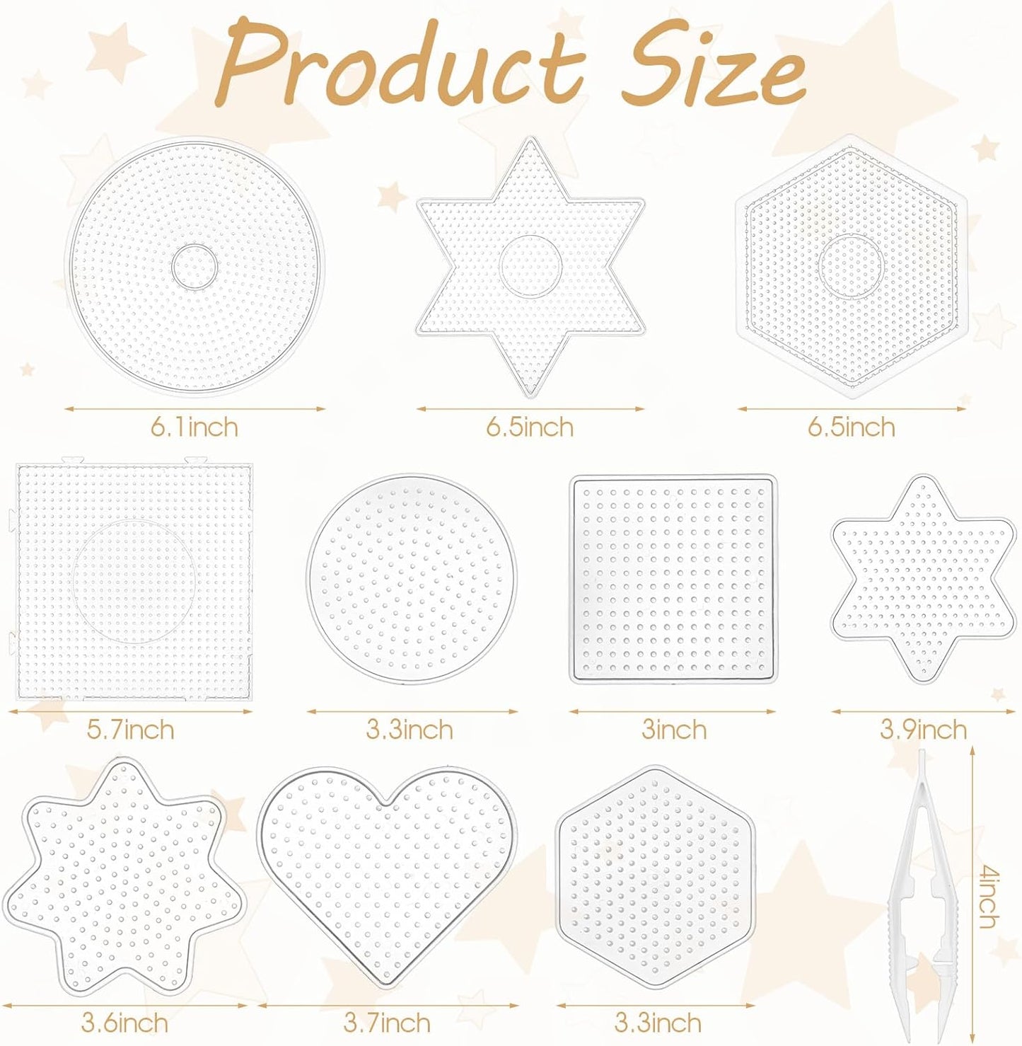 45 PCS 5mm Fuse Beads Pegboards Kit – 10 Shape Variety with 6 Tweezers, Large Clear Plastic Interlocking Bead Boards for DIY Fuse Beads Crafts (Adults)